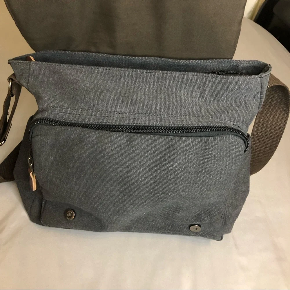 Kenox Vintage Laptop Messenger Canvas Bag Charcoal Gray